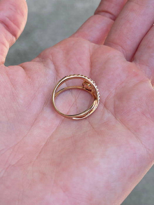 Vintage 18K Rose Gold Pink Sapphire Diamond Ring