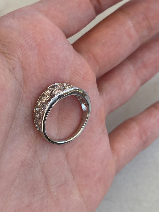 Vintage Platinum 900 Aquamarine & Diamond Ring