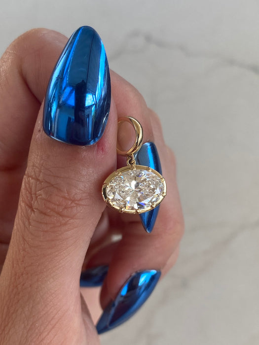 14K Gold 2.6 Carat Lab Diamond Oval Pendent