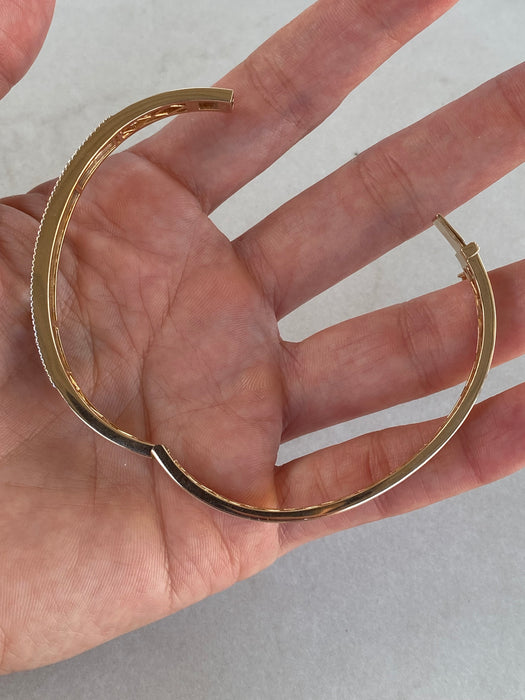 14K Gold Diamond Love Slider Bracelet Bangle