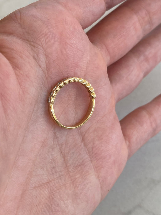 Vintage 18K Bezel-Set Natural Diamond Ring