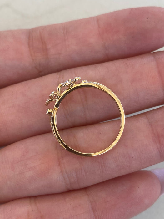 14K Natural Diamond Flower Ring