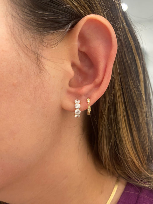 14K 1.36 TCW Lab Diamond Invisible Set Huggie Earrings