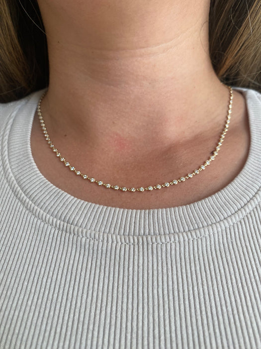 14K 2 TCW Natural Diamond Bezel Set Tennis Necklace