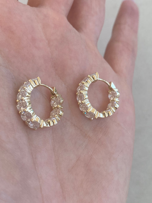 14K Gold 3.80 CTW Oval Lab Diamond Inside-Out Hoop Earrings