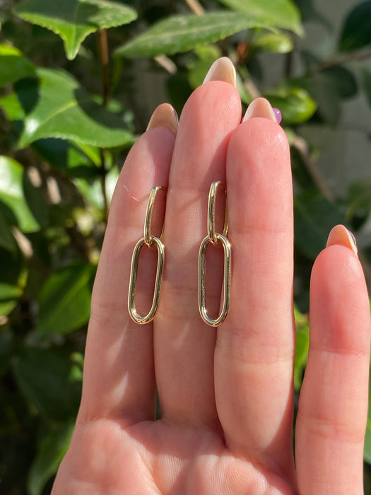 14k two way paperclip huggie earrings