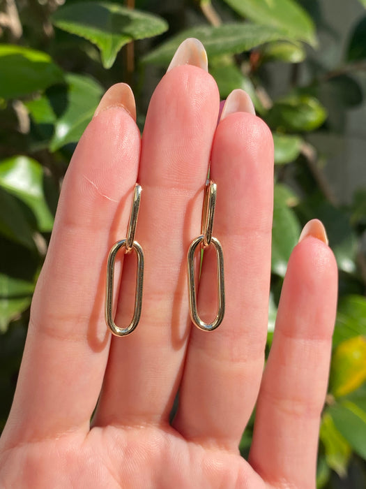 14k two way paperclip huggie earrings