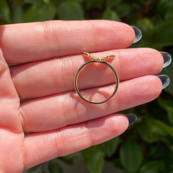 14k diamond butterfly ring size 6.75