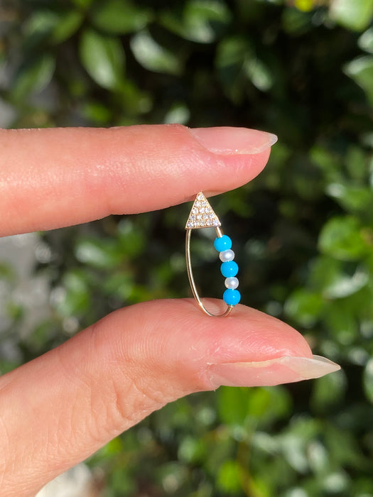 14k diamond arrow turquoise pearl earring charm connector pin