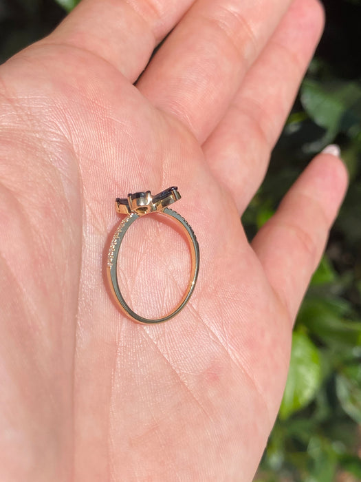 14k blue sapphire diamond butterfly ring size 6.5