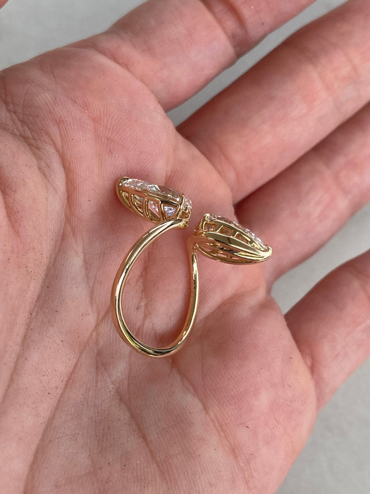 14K Open Pear 4.1 TCW Lab Diamond Ring