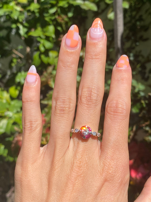 Platinum 900 diamond ruby ring size 6.75