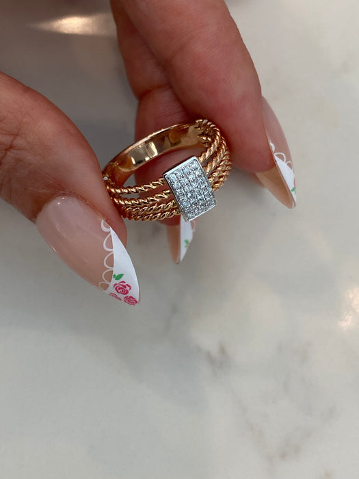 14K Rose Gold Braided Diamond Ring