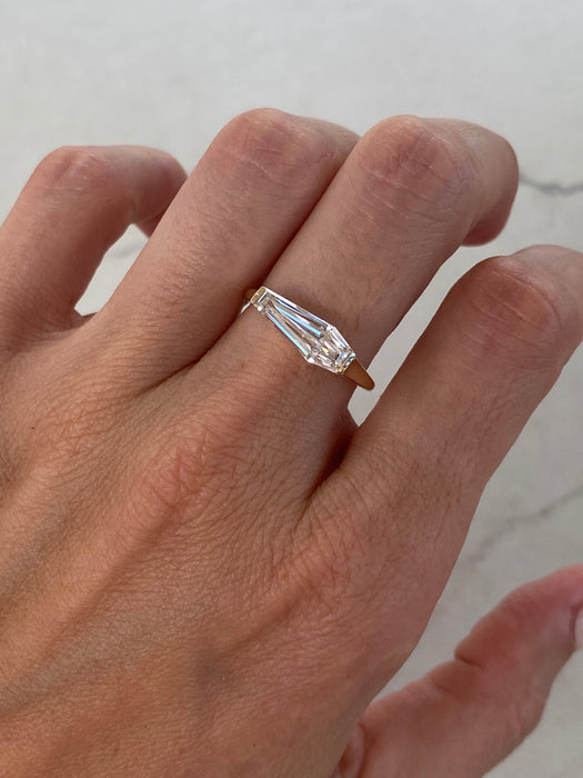 14K Coffin-Shaped Lab Diamond Ring