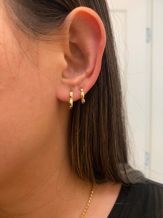 14k mini heart huggie hoops