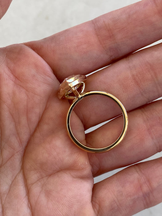 14K Double Bezel Set 3.02 Carat Lab Pear Diamond Ring