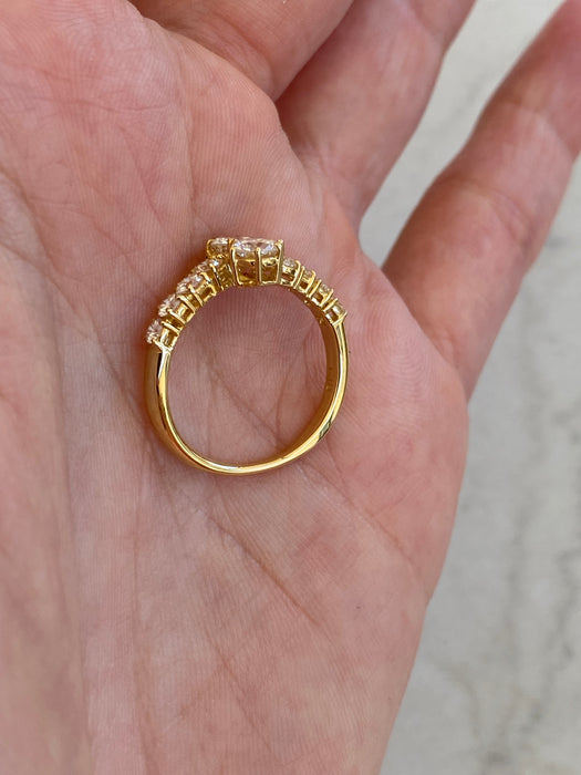 Vintage 18K Gold Natural Diamond Bypass Ring | 1.06 CTW Diamonds