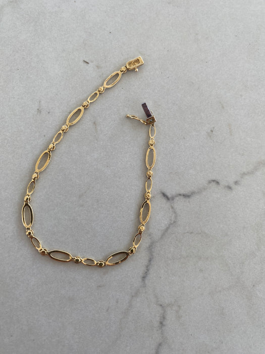 Vintage 14K Diamond Croissant Link Bracelet