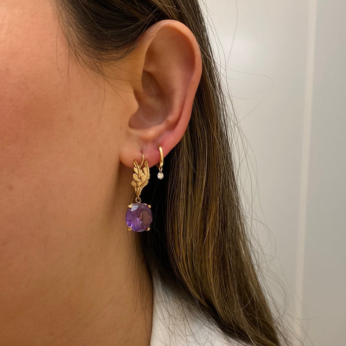 14k leaf alexandrite leverback earrings