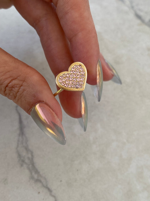 14K Pink Sapphire Heart Ring