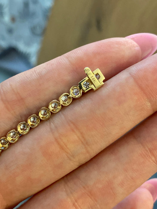 14K Gold Lab Diamond Tennis Bracelet – 2.3 TCW Cupcake Setting, 7”