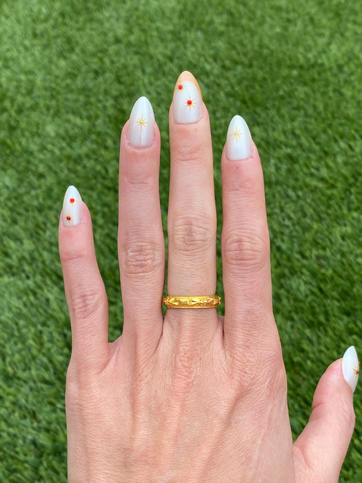 Vintage 24k Pure Gold Engraved Eternity Ring