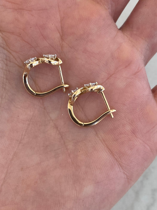 Vintage 10K Gold Princess Cut Diamond Huggie Earrings – 0.25 TCW Natural Diamonds