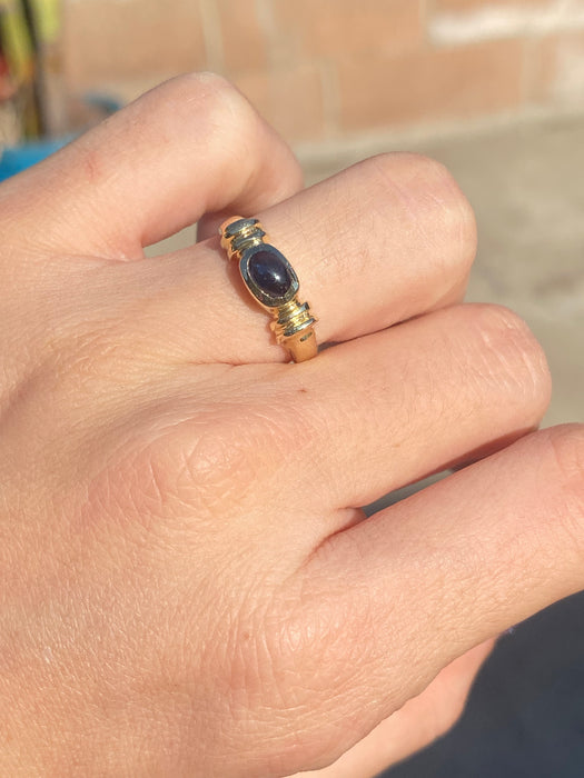 14k blue sapphire cabochon ring size 6