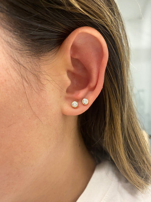 14K Gold Bezel Set Lab Diamond Stud Earrings