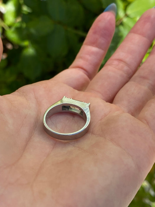 Platinum 900 watermelon tourmaline and diamond ring size 6.5