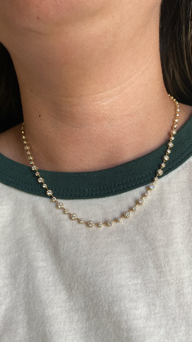 14K 4.34 TCW Natural Diamond Bezel-Set Tennis Necklace