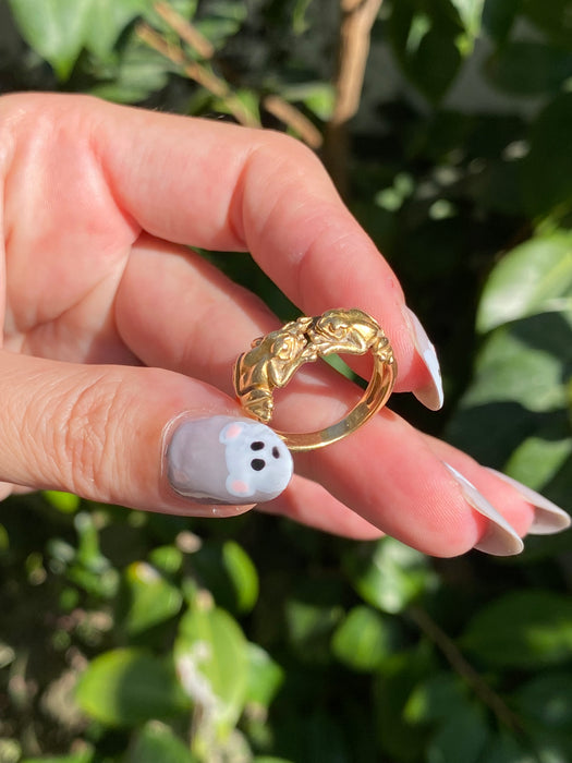 18k double frog ring size 6.5