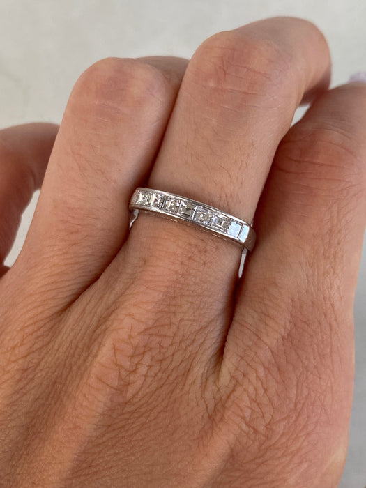 Vintage Platinum 900 Asscher Cut Diamond Ring