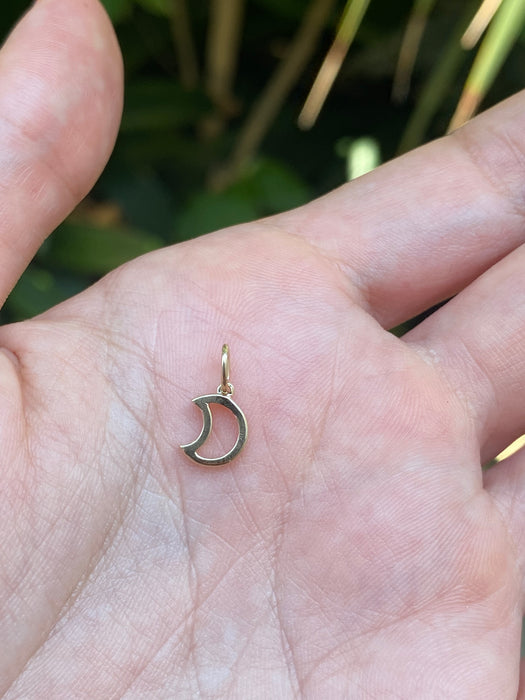 14k diamond crescent moon charm