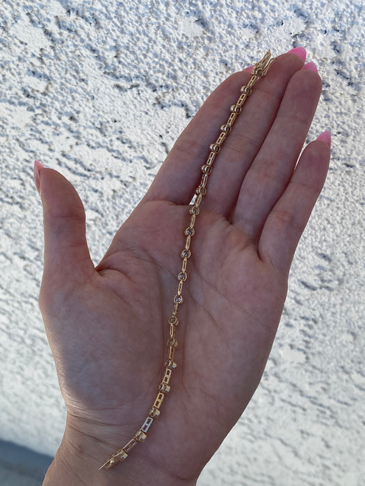 14K Yellow Gold Diamond Tennis Bracelet – 2.63 TCW Bezel & Prong Set Diamonds