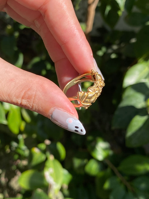 18k double frog ring size 6.5