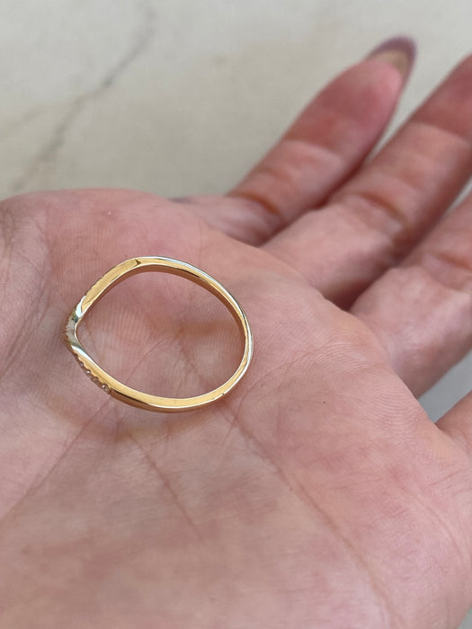 14K Gold Lab Diamond Chevron Ring