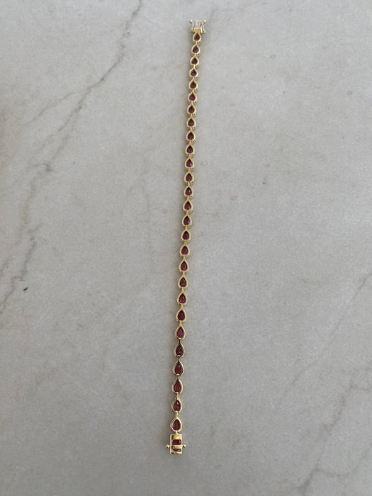 14K Gold Bezel-Set Pink Tourmaline Pear Bracelet