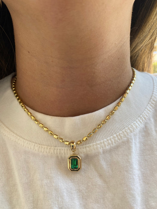 14K Bezel Lab Emerald Charm