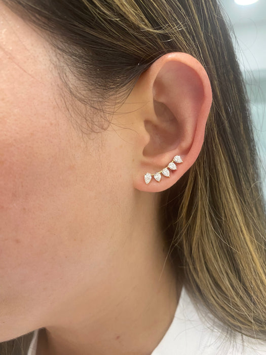 14K 1.5 TCW Lab Diamond Pear Climber Earrings