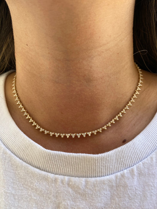 14k Gold 3.3 Carat Diamond Floral Tennis Necklace