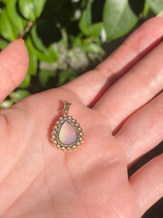 14k opal diamond pendant