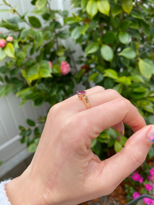 14k pear cut ruby and diamond ring size 5.75