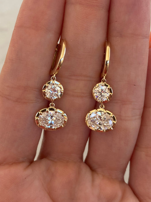14K Gold Lab Diamond Drop Huggie Earrings
