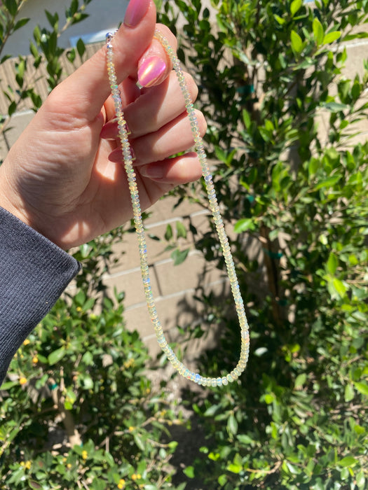 Vintage 18k White Gold Opal Necklace – 29.24ctw Natural Opal