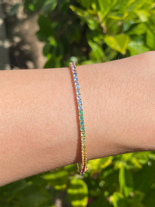 14k rainbow bracelet 7”