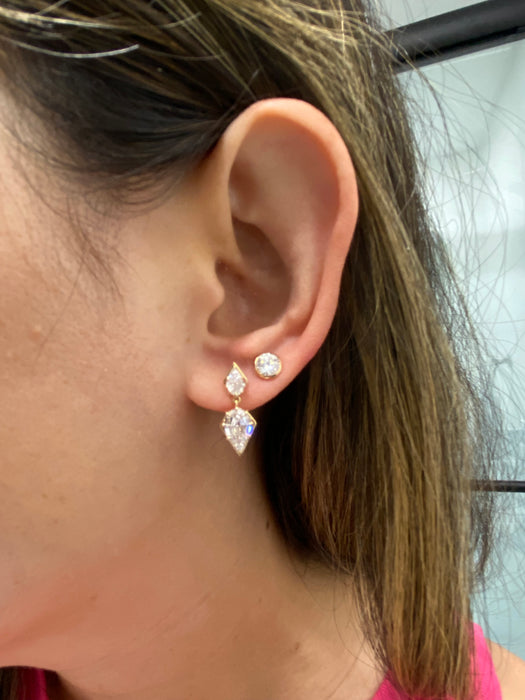 14K Gold Pear Step-Cut 2.7 Carat Lab Diamond Drop Earrings