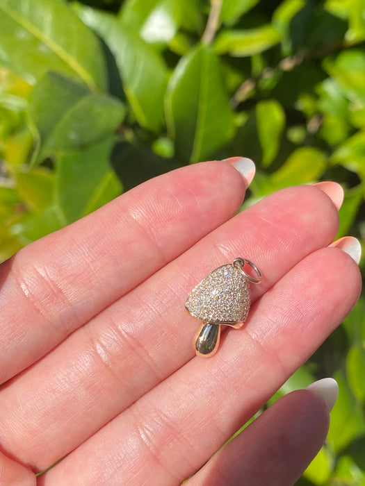 14k diamond mushroom charm