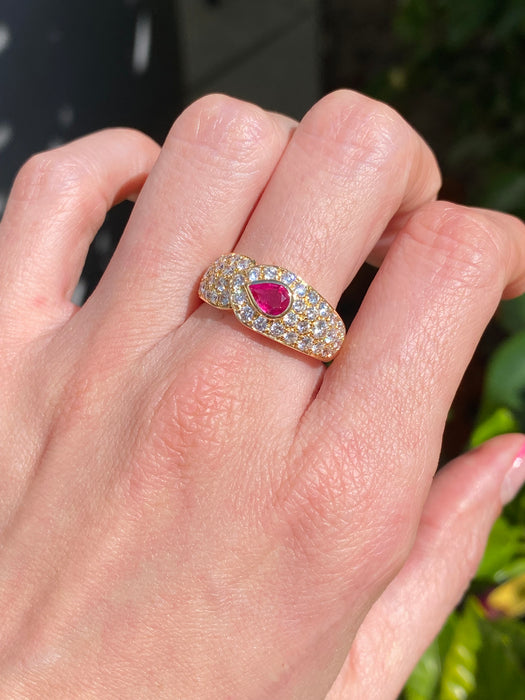 18k diamond ruby ring size 7.75