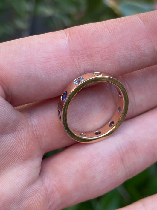 18k rose gold rainbow eternity ring size 6.5